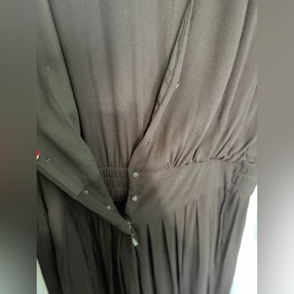 INDAH Gianyar Black Pleated V Neck Jumpsuit Revolve Lightweight Long Sleeve | S - Picture 6 of 7